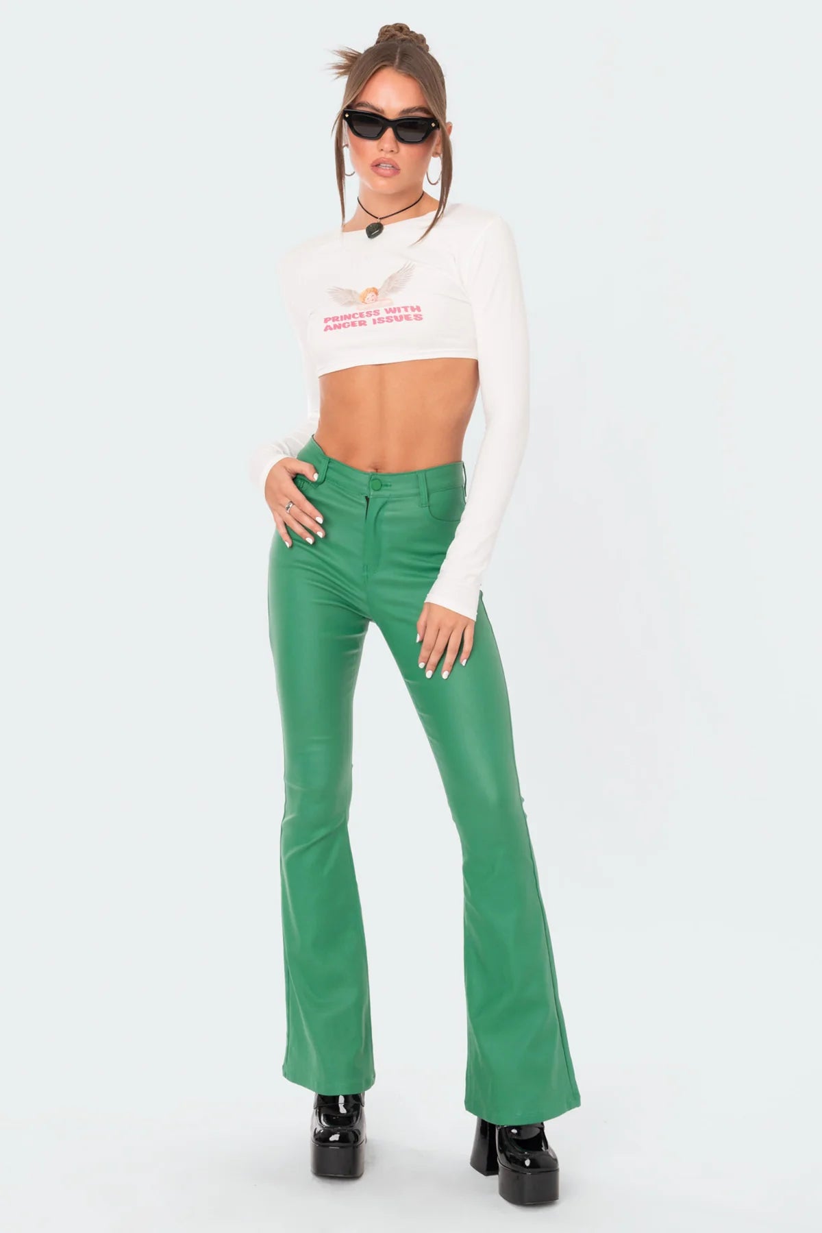 2X1 Luna Faux Leather Flare Jeans