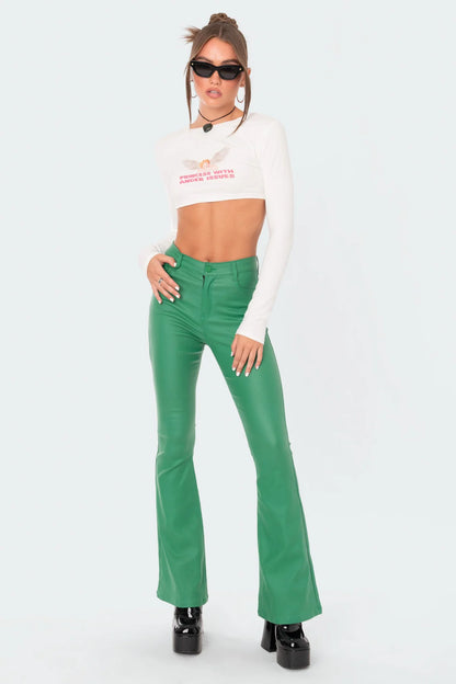 2X1 Luna Faux Leather Flare Jeans